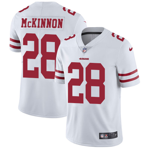Nike 49ers #28 Jerick McKinnon White Men's Stitched NFL Vapor Untouchable Limited Jersey - Click Image to Close